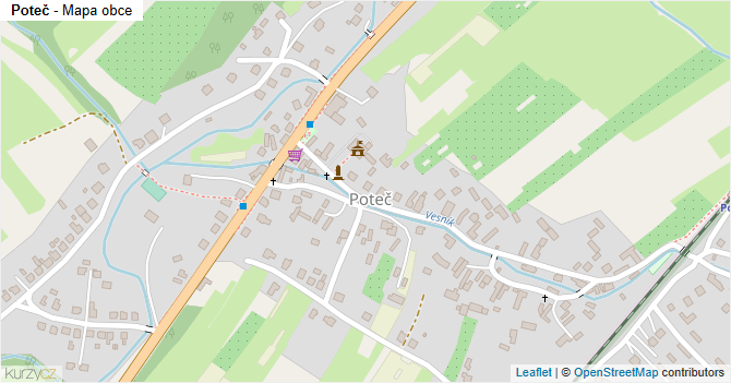 Poteč - mapa obce