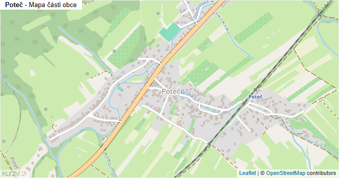 Poteč - mapa části obce
