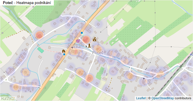 Poteč - mapa podnikání