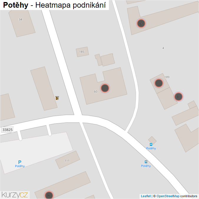Mapa Potěhy - Firmy v obci.