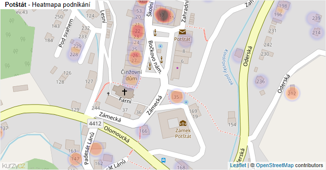 Potštát - mapa podnikání