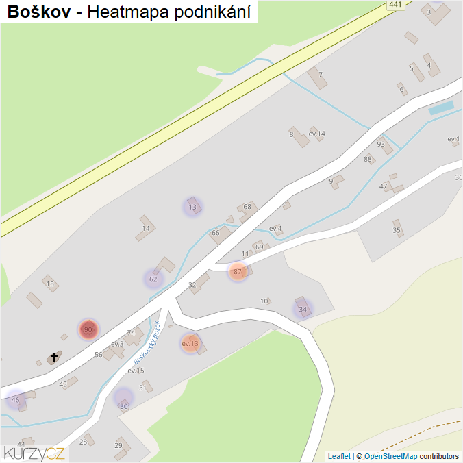 Mapa Boškov - Firmy v části obce.