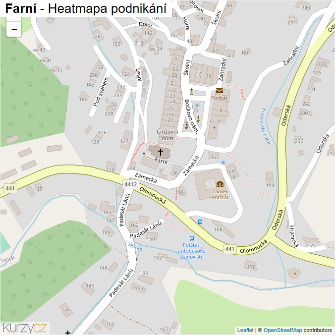 Mapa Farní - Firmy v ulici.