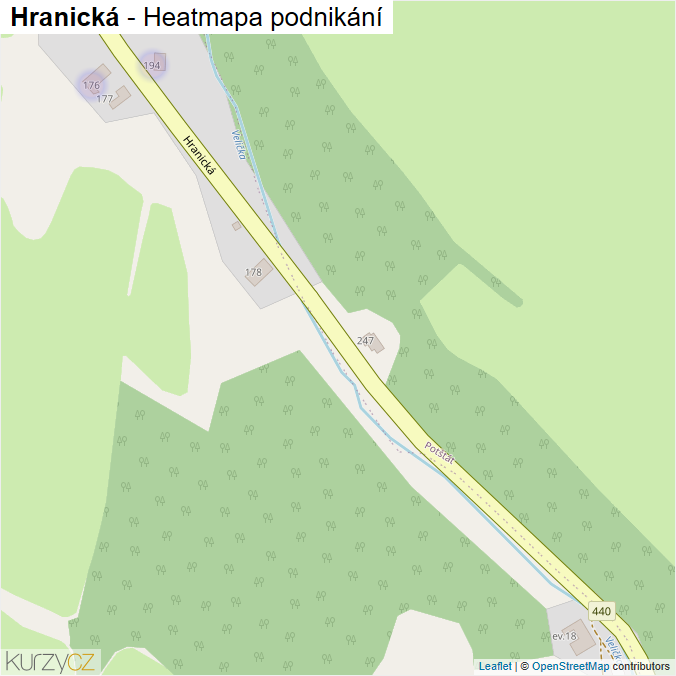 Mapa Hranická - Firmy v ulici.