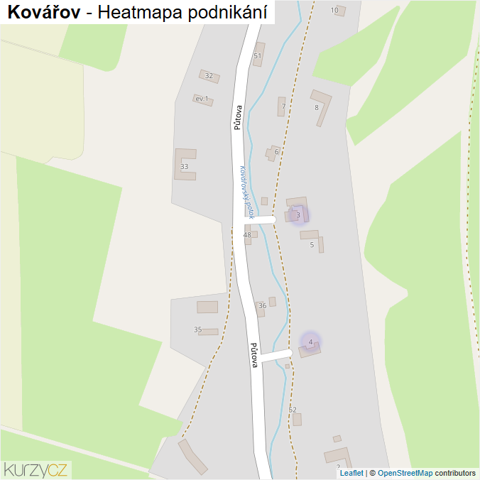 Mapa Kovářov - Firmy v části obce.