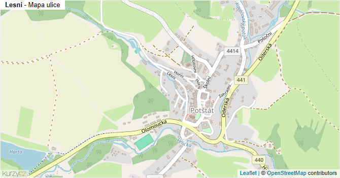 Lesní - mapa ulice