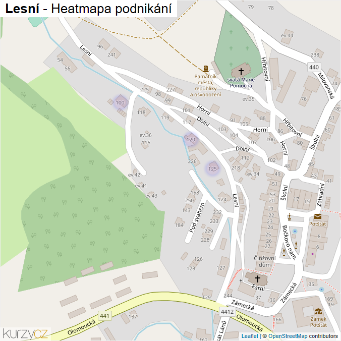 Mapa Lesní - Firmy v ulici.