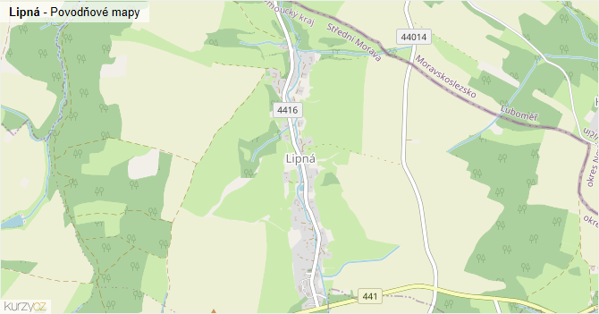 Lipná - záplavové mapy stoleté vody