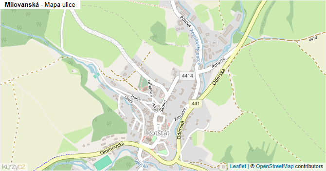 Milovanská - mapa ulice