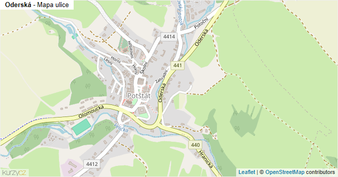 Oderská - mapa ulice