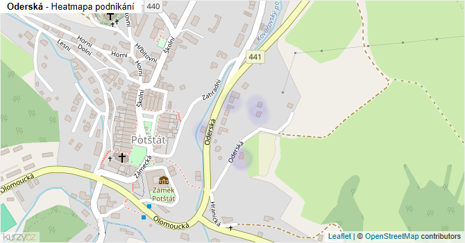 Oderská - mapa podnikání