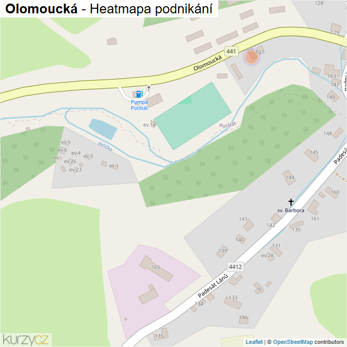 Mapa Olomoucká - Firmy v ulici.