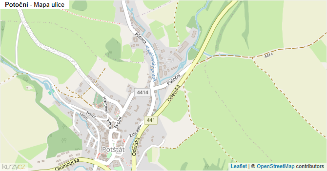 Potoční - mapa ulice