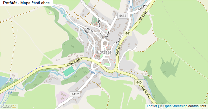 Potštát - mapa části obce