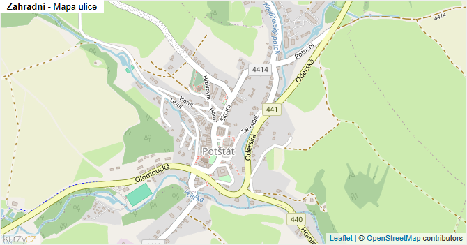 Zahradní - mapa ulice