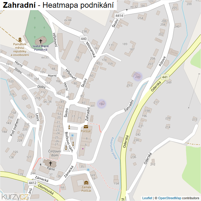 Mapa Zahradní - Firmy v ulici.