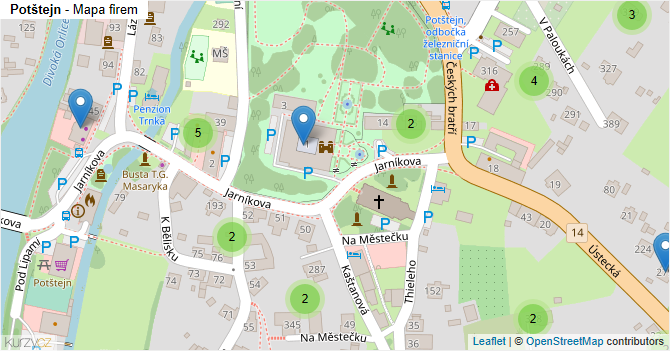 Potštejn - mapa firem