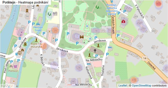 Potštejn - mapa podnikání