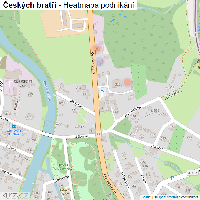 Mapa Českých bratří - Firmy v ulici.