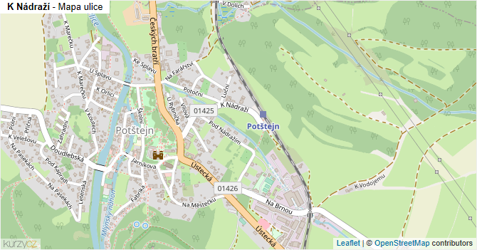 K Nádraží - mapa ulice