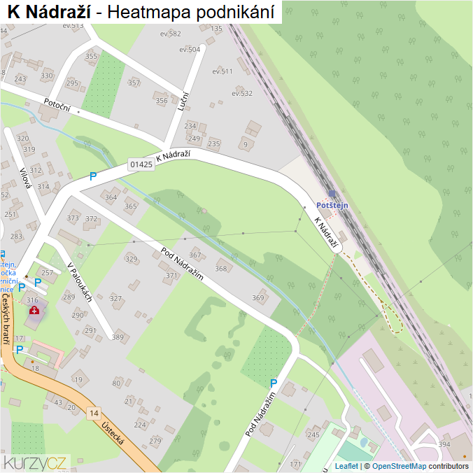 Mapa K Nádraží - Firmy v ulici.