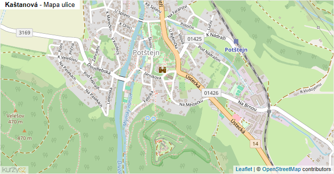 Kaštanová - mapa ulice