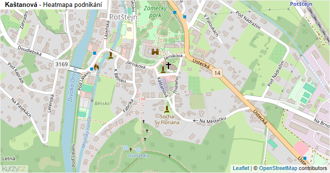 Kaštanová - mapa podnikání