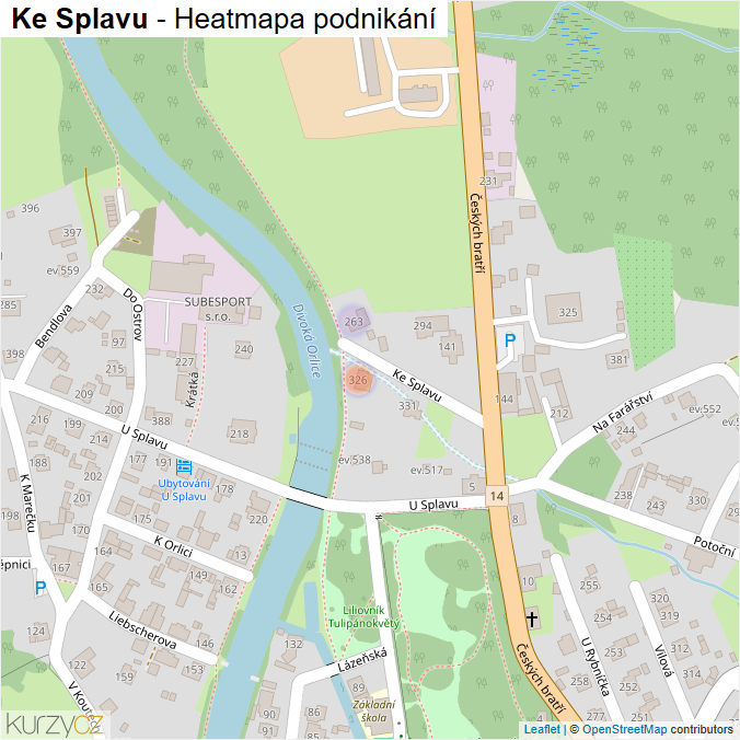 Mapa Ke Splavu - Firmy v ulici.