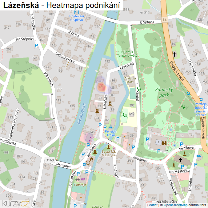 Mapa Lázeňská - Firmy v ulici.