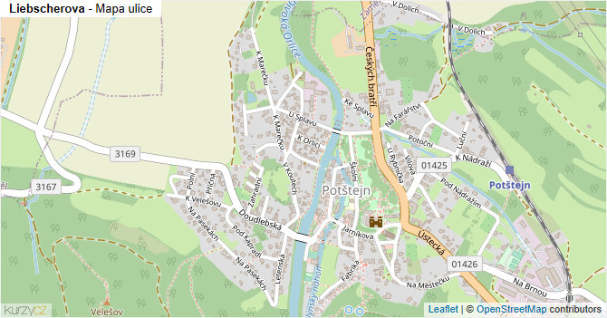 Liebscherova - mapa ulice