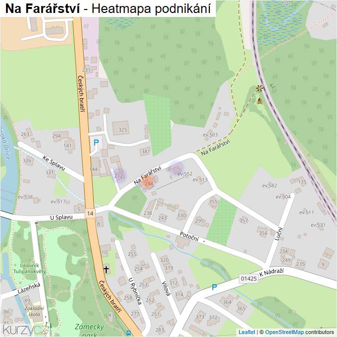 Mapa Na Farářství - Firmy v ulici.