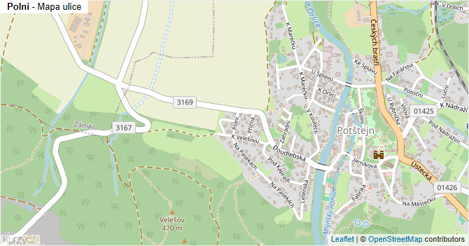 Polní - mapa ulice