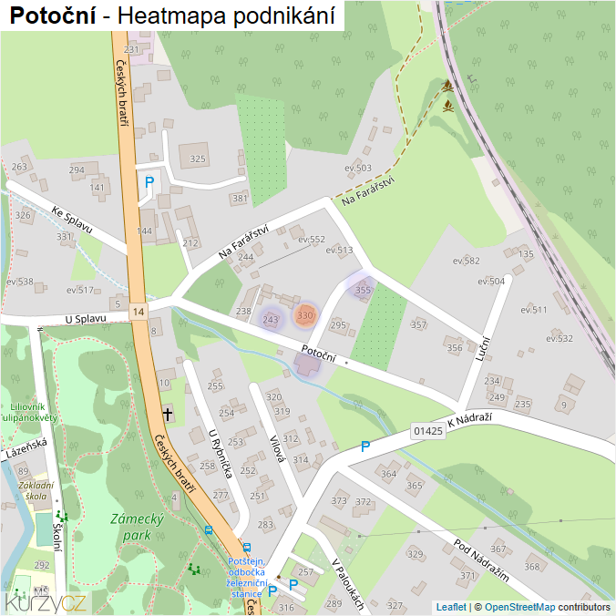 Mapa Potoční - Firmy v ulici.