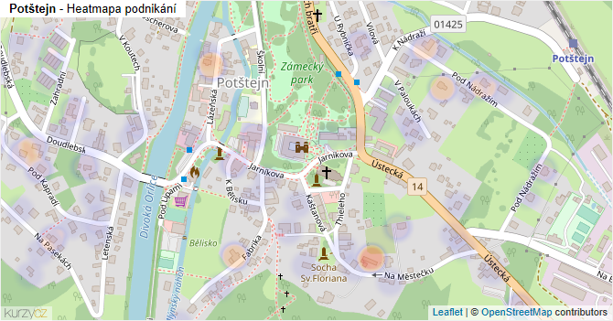 Potštejn - mapa podnikání