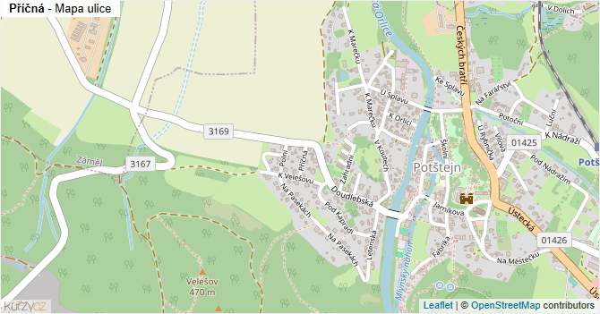 Příčná - mapa ulice