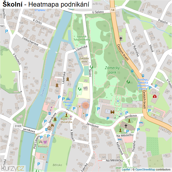 Mapa Školní - Firmy v ulici.