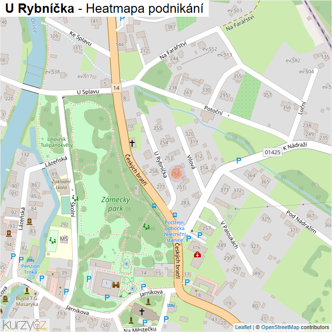 Mapa U Rybníčka - Firmy v ulici.