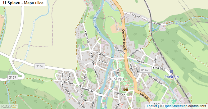 U Splavu - mapa ulice
