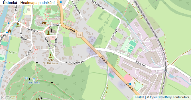 Ústecká - mapa podnikání