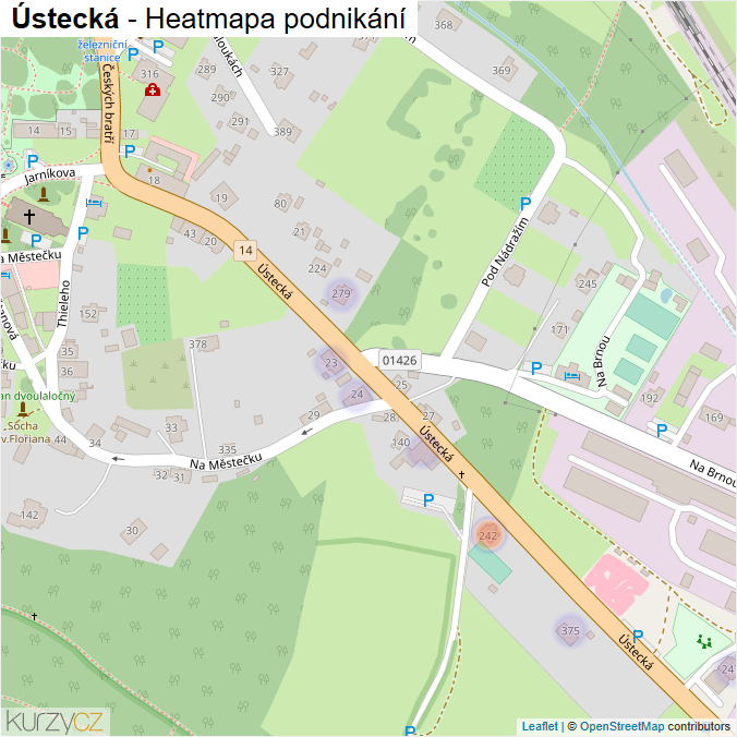 Mapa Ústecká - Firmy v ulici.