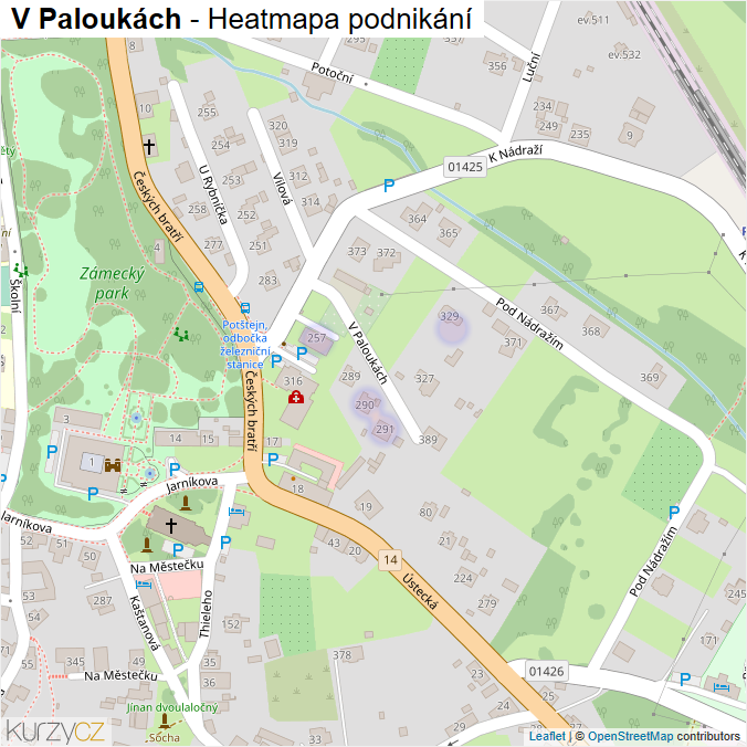 Mapa V Paloukách - Firmy v ulici.