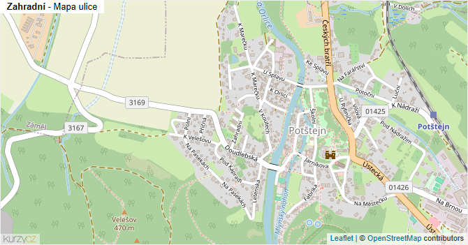 Zahradní - mapa ulice