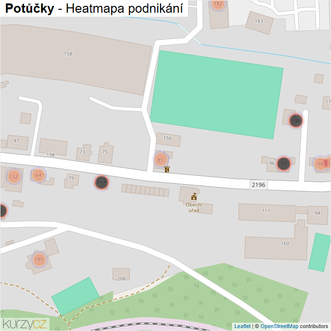 Mapa Potůčky - Firmy v obci.