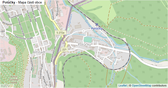 Potůčky - mapa části obce