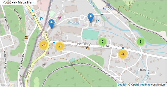 Potůčky - mapa firem