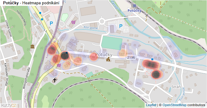 Potůčky - mapa podnikání