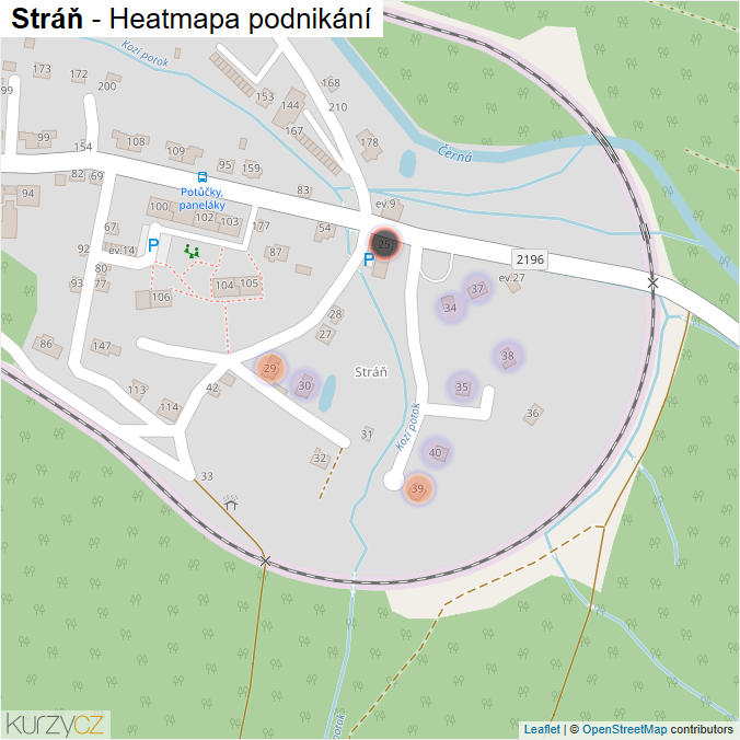 Mapa Stráň - Firmy v části obce.