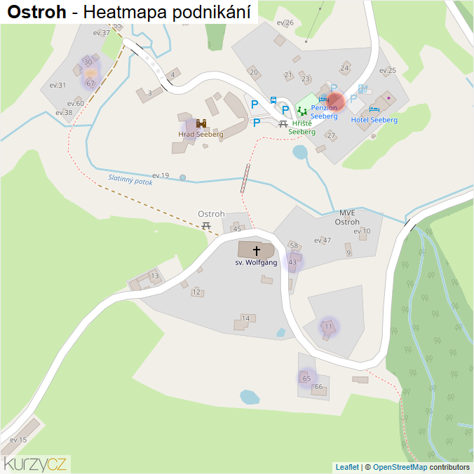 Mapa Ostroh - Firmy v části obce.