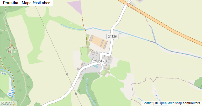 Poustka - mapa části obce