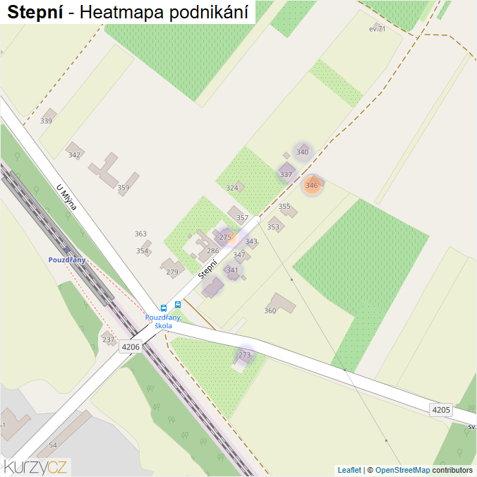 Mapa Stepní - Firmy v ulici.